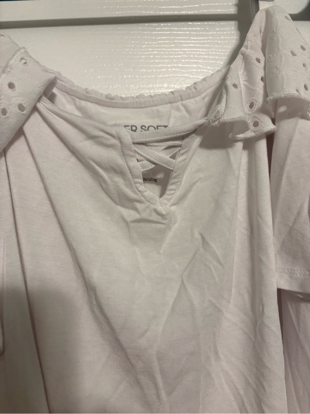 Torrid Super Soft Cold Shoulder Eyelet Ruffle crop Top - Picture 3 of 3